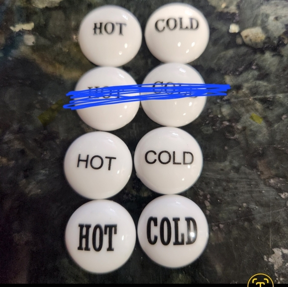 One set Ceramic Buttons for handle faucet one set, One set of each HOT and COLD - Picture 3 of 3
